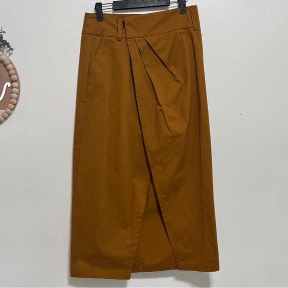 by Anthropologie Bronze Maxi Column Wrap Skirt Sz 8 - Picture 8 of 13